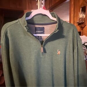 U.S. Polo Assn. Men's Zip-Up Sweater in Forest Green
